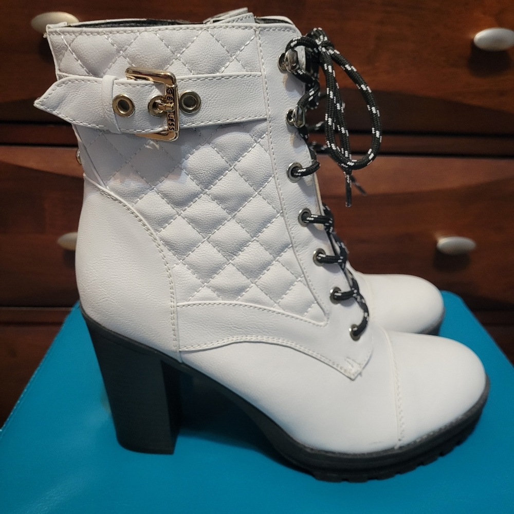 Guess White High Heel Boots